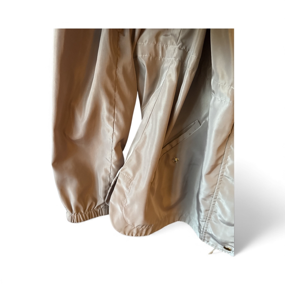 Women's Tan Hooded Windbreaker Jacket - Picture 3 of 4